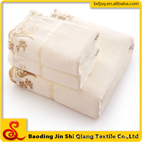 wholesale 100% cotton towel with lace luxury towel set wedding towel set